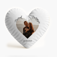 Pernă 3D personalizată, catifea, Inima cu nume, 33x33 cm