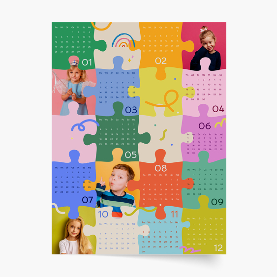 Calendar cu o singură față, Puzzle, 50x70 cm