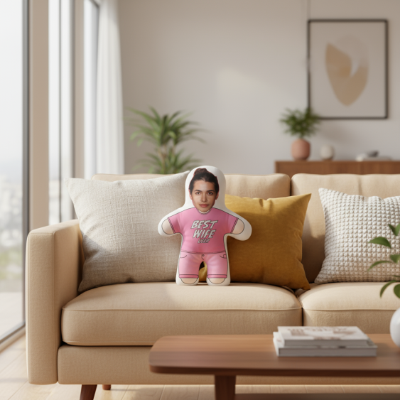 Pernă 3D personalizată, catifea, Cea mai bună soție din lume, 46x33 cm