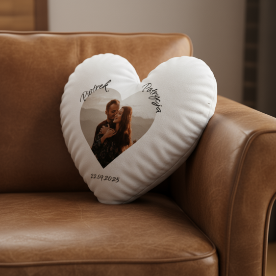Pernă 3D personalizată, catifea, Inimă cu nume, 33x33 cm