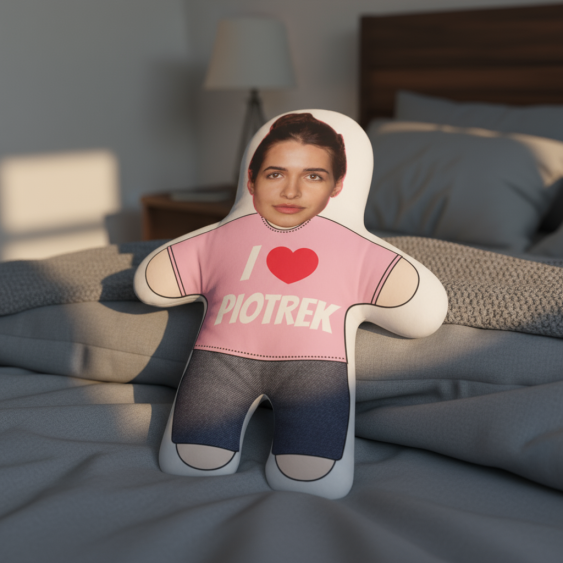 Pernă 3D personalizată, catifea, Mini eu, îl iubesc, 46x33 cm