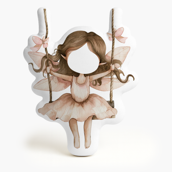 Pernă 3D personalizată, catifea, Zână pe leagăn, 30x30 cm
