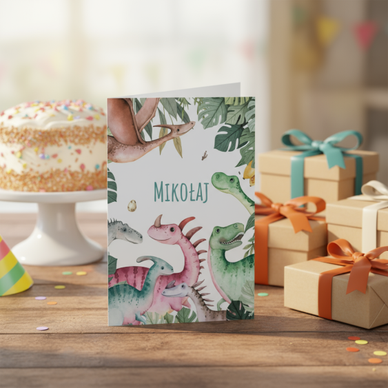 Felicitare personalizată Dinozauri 1, 20x30 cm