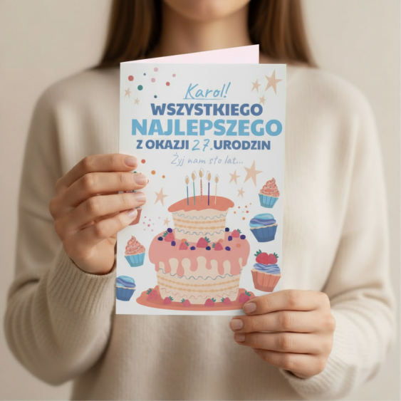 Felicitare personalizată Tort de ziua de naștere, 20x30 cm