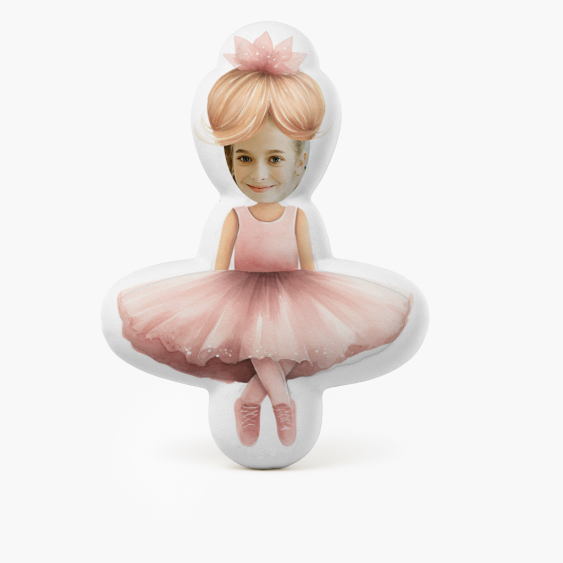 Pernă 3D personalizată, catifea, Balerină, 30x30 cm