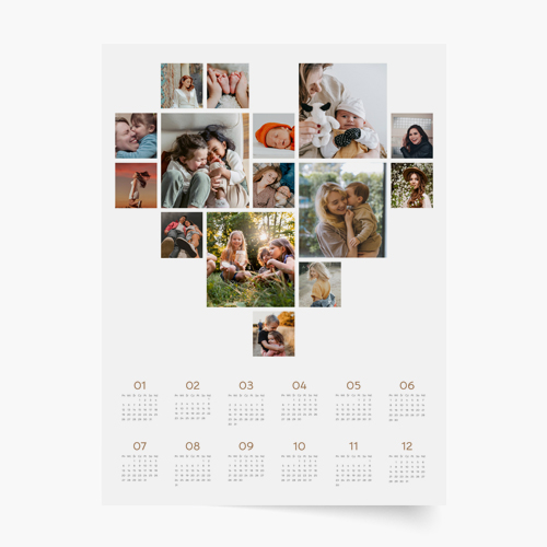 Calendar cu o singură față, Inimă, 50x70 cm
