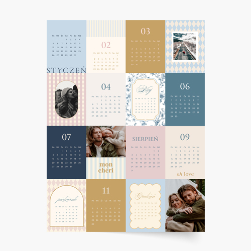 Calendar cu o singură față, Clasic modern, 50x70 cm