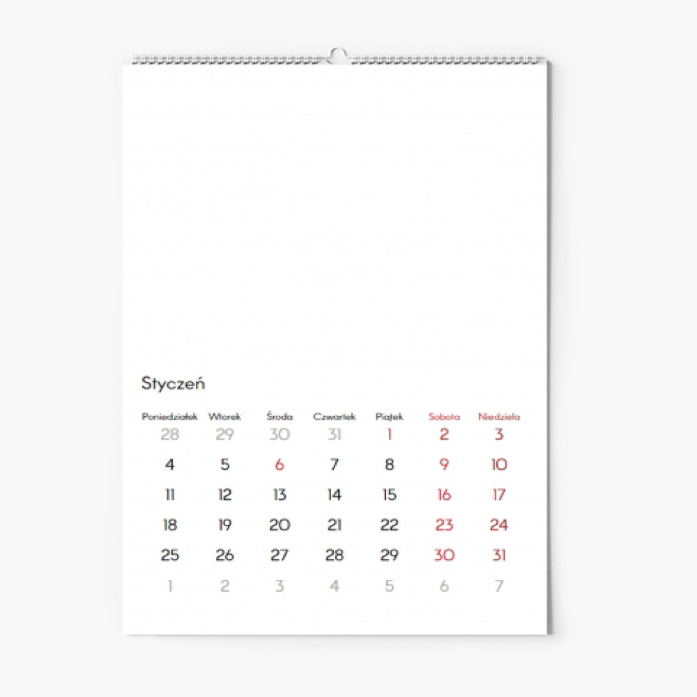 Calendar de perete, Șablon gol, 20x30-A4 cm