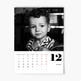 Calendar de perete, Alb-negru, 30x40-A3 cm