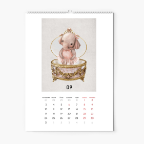 Calendar de perete, Colecție pentru copii - animale de basm, 30x40-A3 cm