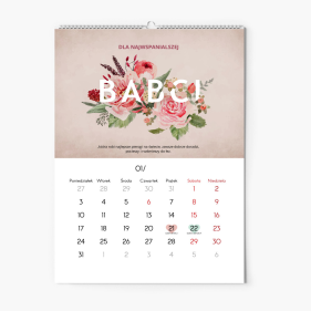 Calendar de perete, Colecție de flori pentru bunici, 30x40-A3 cm