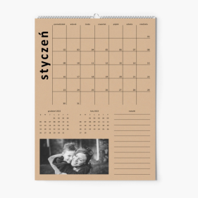 Calendar de perete, Bej cu note, 20x30-A4 cm