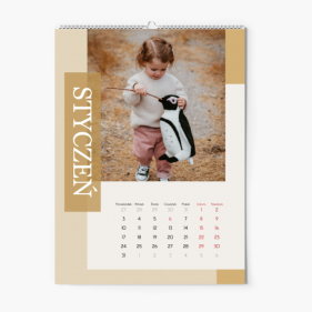 Calendar de perete, Bej modern, 20x30-A4 cm