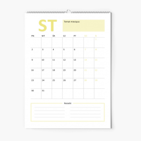 Calendar de perete, Alb cu note, 20x30-A4 cm