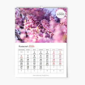 Calendar de perete, Floral cu logo, 20x30-A4 cm