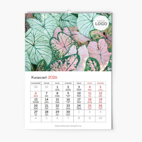 Calendar de perete, Floral cu logo, 20x30-A4 cm