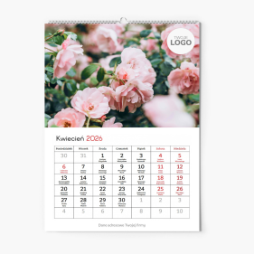 Calendar de perete, Floral cu logo, 20x30-A4 cm