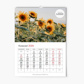 Calendar de perete, Floral cu logo, 20x30-A4 cm
