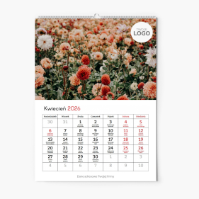 Calendar de perete, Floral cu logo, 20x30-A4 cm