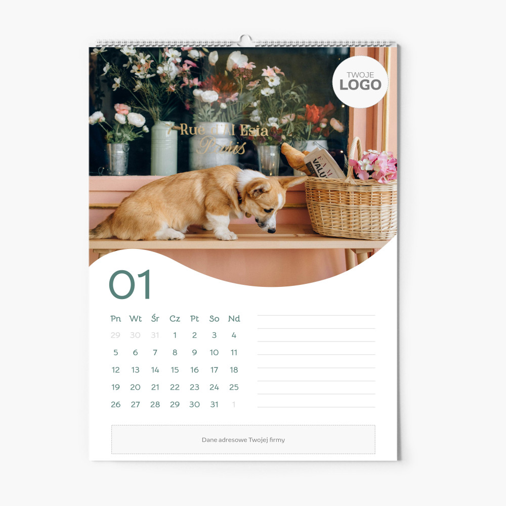 Calendar de perete, Afacere cu logo, 20x30-A4 cm
