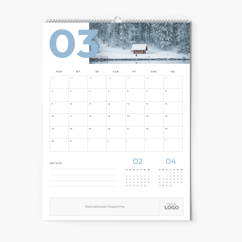 Calendar de perete, Logo și companie, 20x30-A4 cm