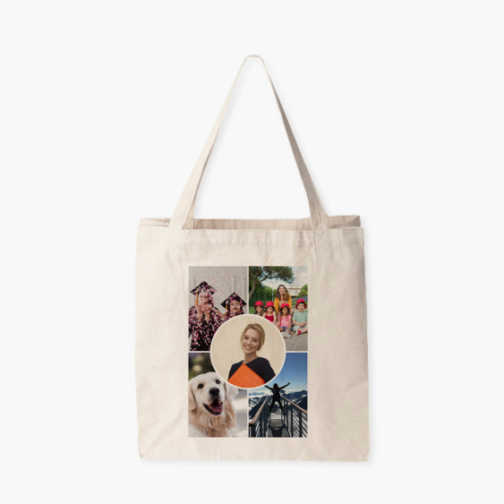 Geantă de bumbac, 38x42x10, Colaj cu un cerc