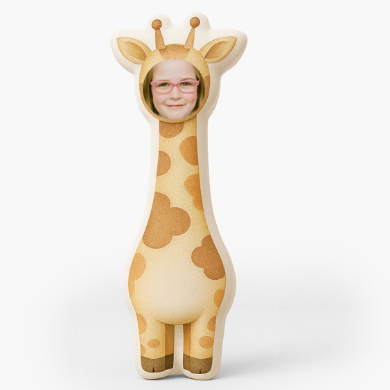 Pernă 3D personalizată, catifea, Girafă, 30x30 cm