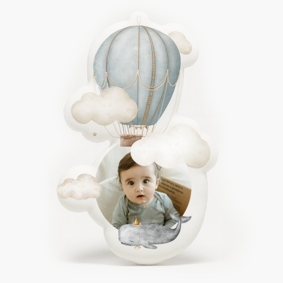 Pernă 3D personalizată, catifea, Balon bebeluș, 30x30 cm