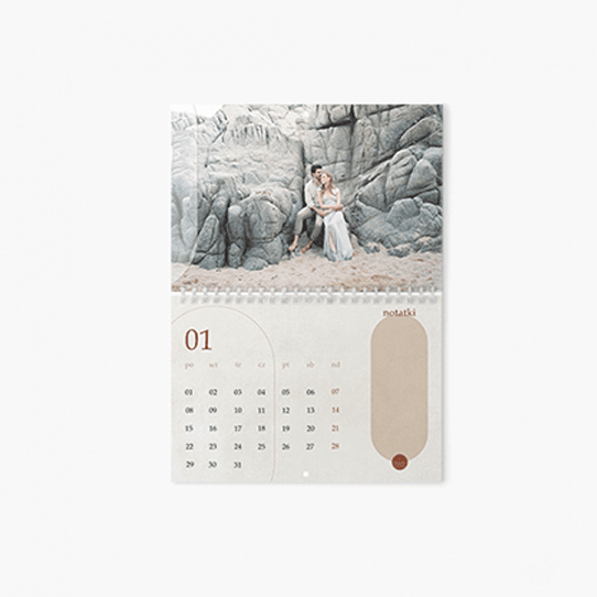 Calendar de perete orizontal, Un calendar modernist cu o spirală în mijloc, 30x20-A4