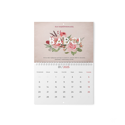 Calendar de perete orizontal, Colecție de flori pentru bunici, 30x20-A4
