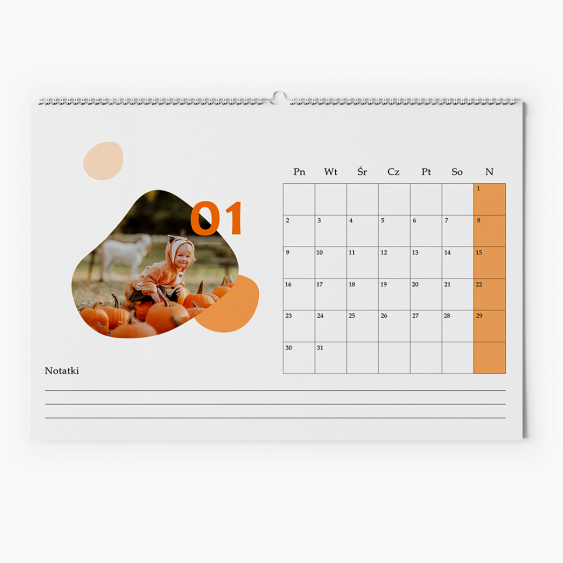 Calendar de perete, Colorat, 30x20-A4 cm
