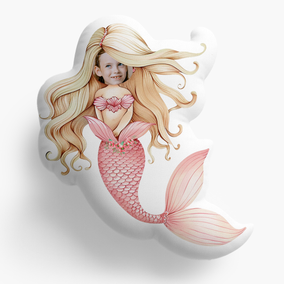 Pernă 3D personalizată, catifea, Blondă Sirenă, 30x30 cm