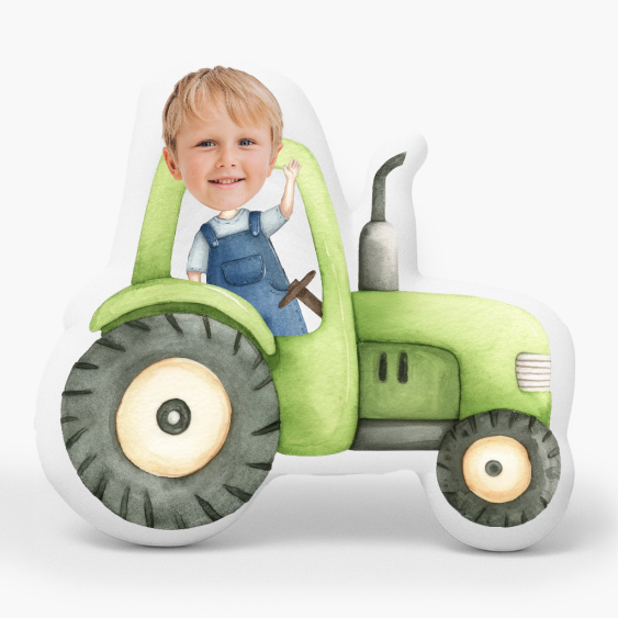 Pernă 3D personalizată, catifea, Șofer de tractor, 30x30 cm