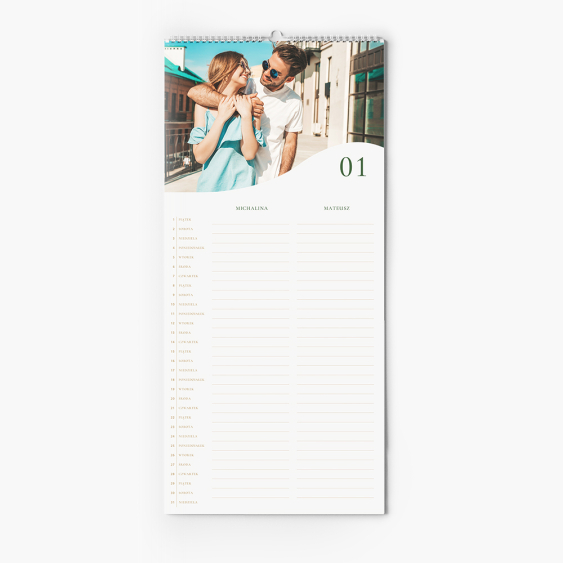 Planificator de calendar, Salut pentru 2 persoane, 22x45 cm