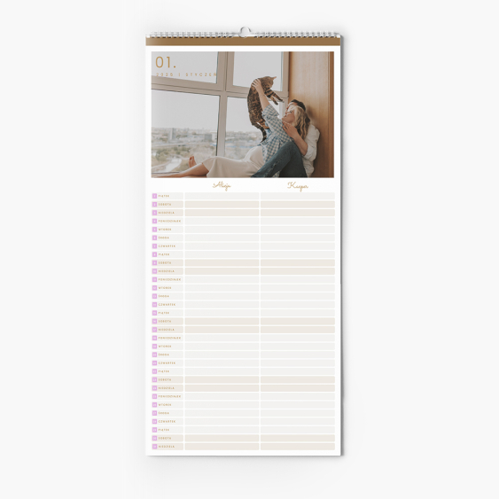Planificator de calendar, Timp în familie pentru 2 persoane, 22x45 cm