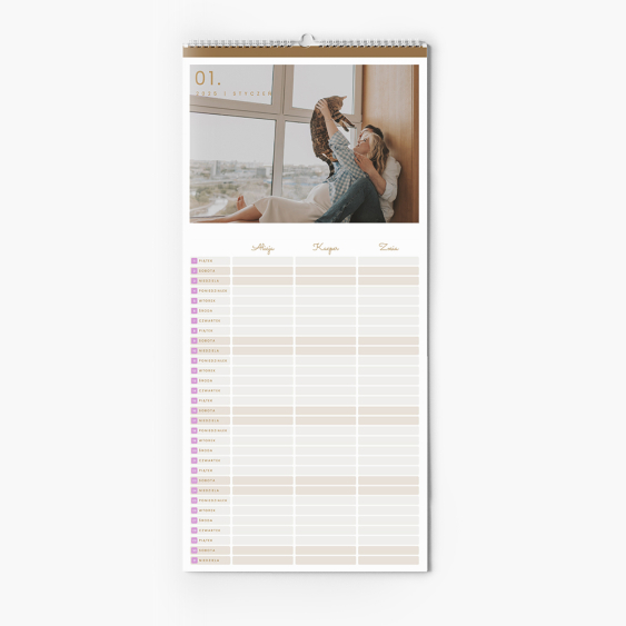 Planificator de calendar, Timp în familie pentru 3 persoane, 22x45 cm