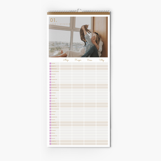 Planificator de calendar, Timp în familie pentru 4 persoane, 22x45 cm
