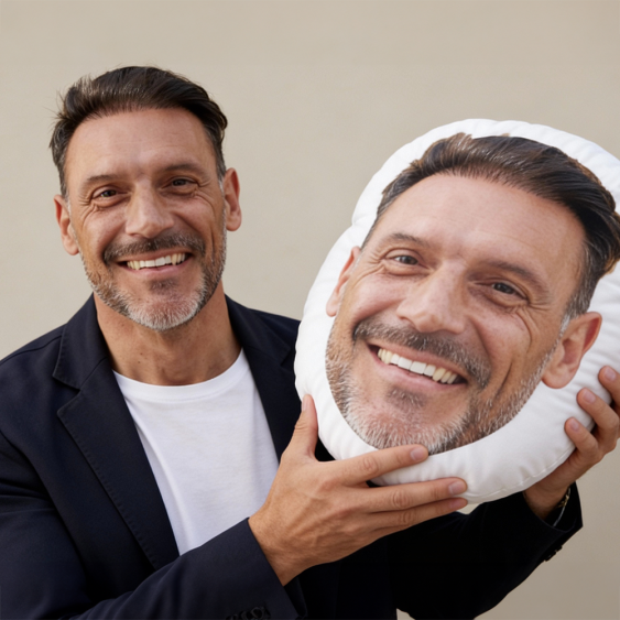 Pernă 3D personalizată, catifea, Forma feței tale, 30x30 cm