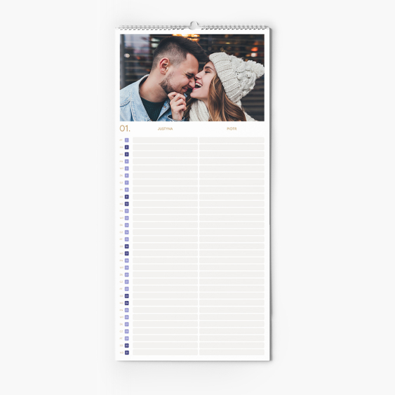 Planificator de calendar, Bej pentru 2 persoane, 22x45 cm