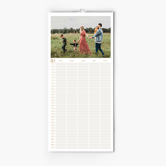 Calendar, Bej pentru 5 persoane, 22x45 cm