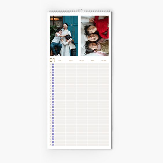 Planificator de calendar, Minim pentru 4 persoane, 22x45 cm
