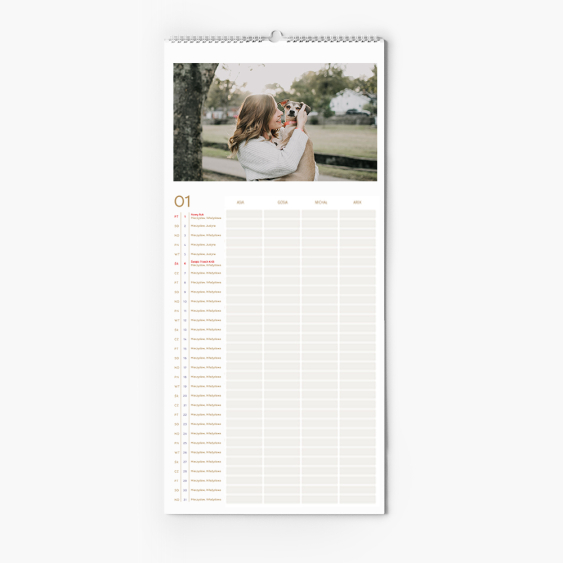 Planificator de calendar, Natural pentru 4 persoane, 22x45 cm