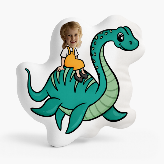 Pernă 3D personalizată, catifea, Dinozaur turcoaz, 30x30 cm