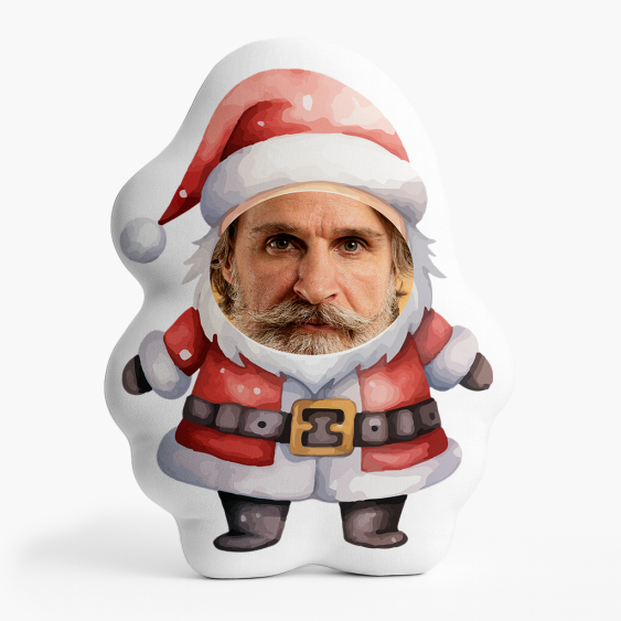 Pernă 3D personalizată, catifea, Moș Crăciun, 30x30 cm