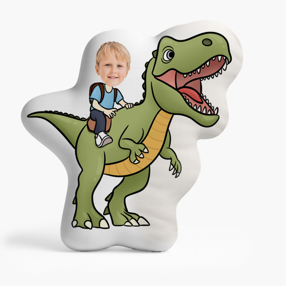 Pernă 3D personalizată, catifea, Dinozaur verde, 30x30 cm