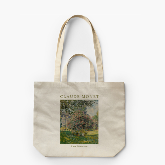 Geantă de pânză cu mânere duble, 38x42x10, Monet „Parcul Monceau”