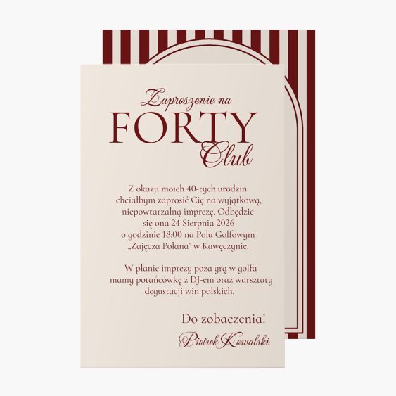 Invitație, Clubul Forty