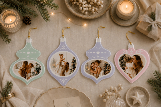 Decorațiune pentru brad Fotografia ta, set de 4