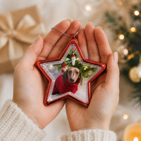 Decorațiune pentru brad Fotografia ta, stea roșie