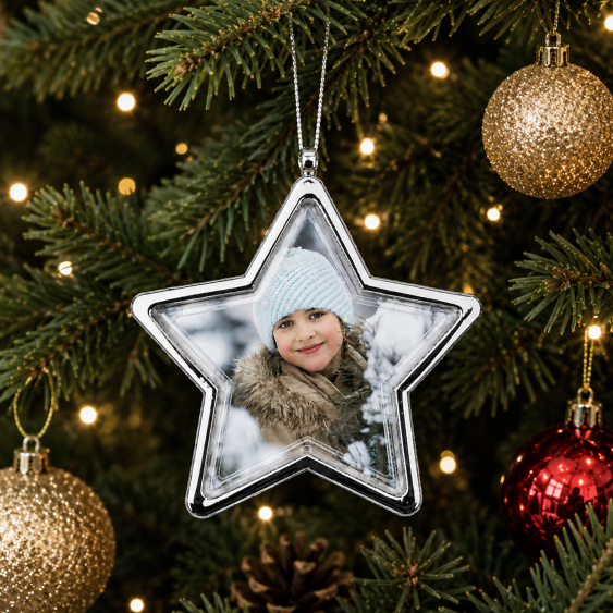 Decorațiune pentru brad Fotografia ta, stea argintie
